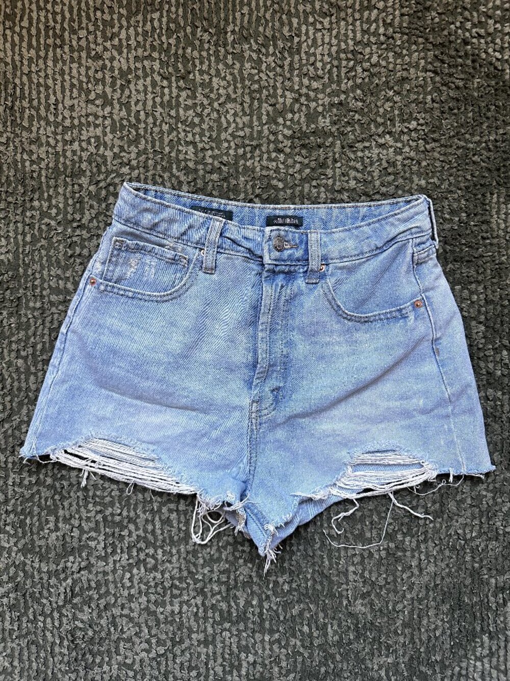 Wild Fable Light Blue Highest Rise Button Fly Distressed Cutoff Denim Shorts 4